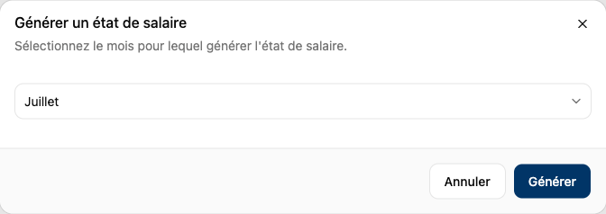 Boîte de dialogue de génération d'un état